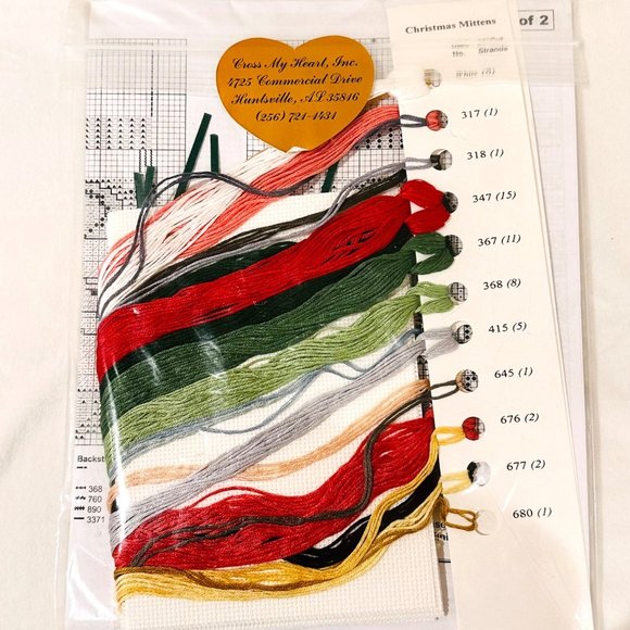 CROSS MY HEART Counted Cross Stitch Kit - 5 Mitten Designs - New/Sealed (2006) - Picture 6 of 8